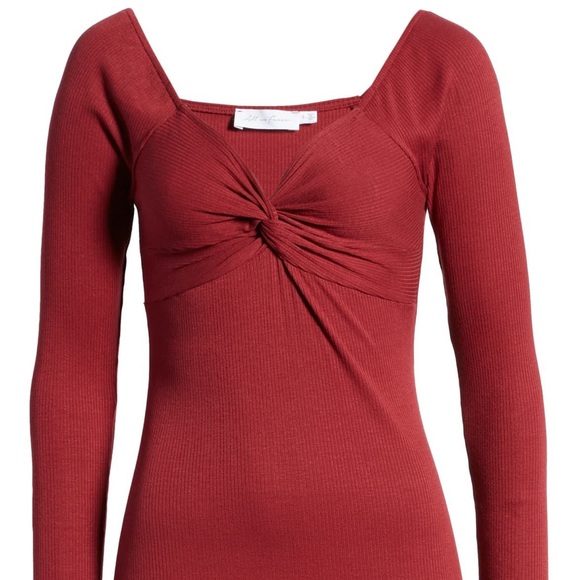 All in Favor Red Ribbed Knit Mini Dress Sz M - Picture 3 of 11